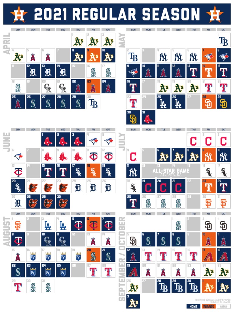 2022 Astros Schedule 2021 Astros Schedule | Pdf