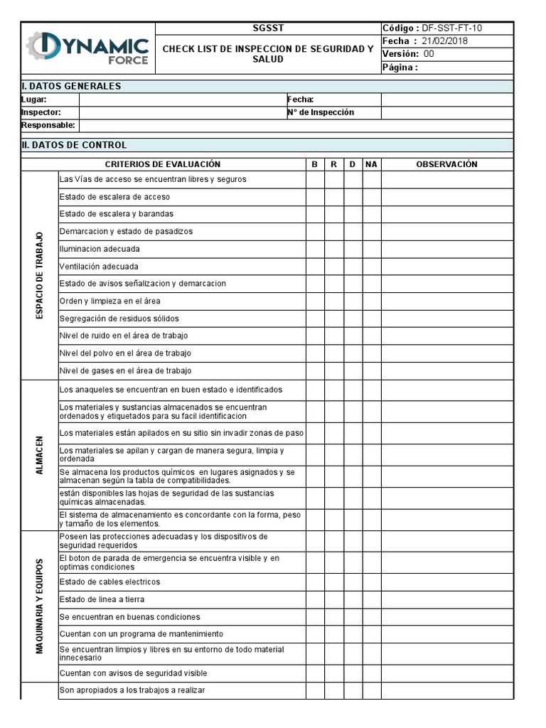 RA-HSE-FT-09.1 Check List de Inspeccion de Almacen | PDF ...