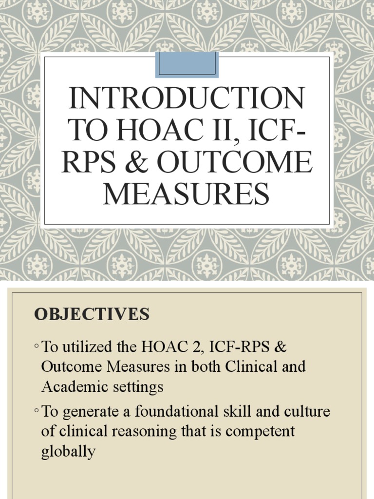 HOAC II and ICF-RPS in Clinical Practice | PDF | Evidence Based ...