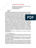 Clasificación de Las Industrias