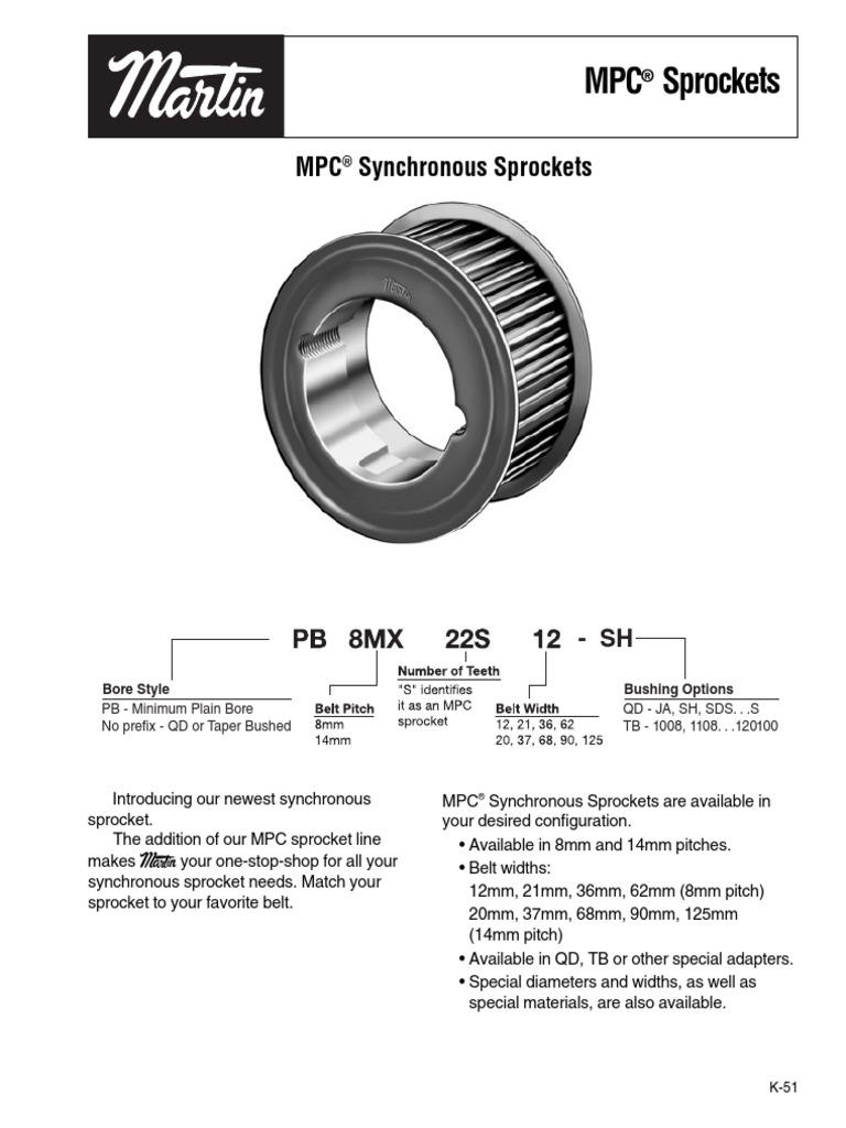 MPC Synchronous Sprockets | PDF | Mechanical Engineering | Manufactured ...