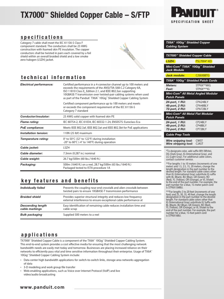 D Cosp397 WW Eng Tx7000shieldedsftp W | PDF | Information And  Communications Technology | Telecommunications Engineering