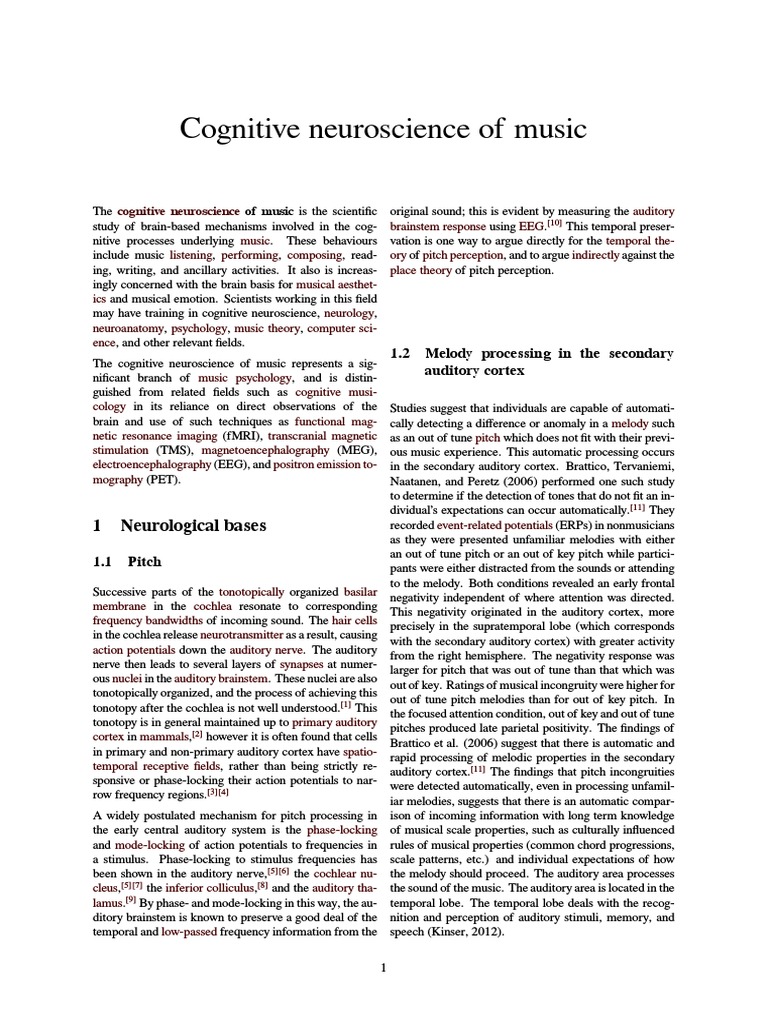 Cognitive Neuroscience of Music | PDF | Auditory System | Cerebral Cortex