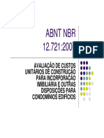 Aula sobre a NBR 12721 - Avaliação de custos unitários de construção para incorporação