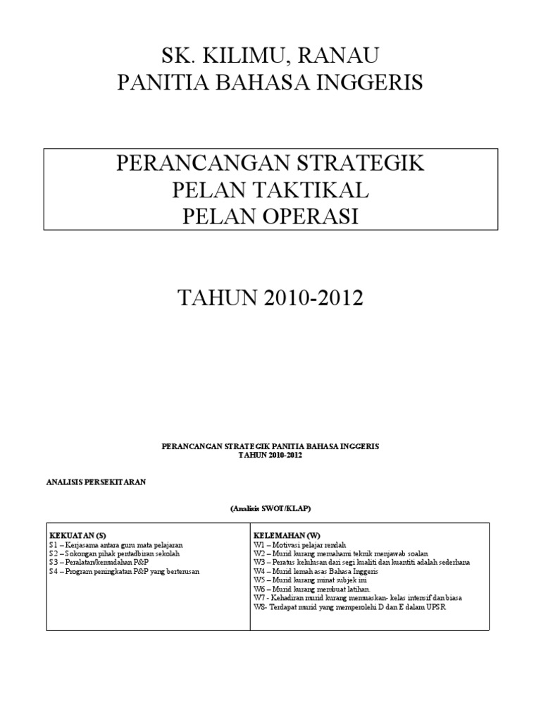 Perancangan Strategik Panitia Matematik Tambahan Ting 4 5 Spm Pdf