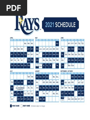 Rays 2021 Schedule | PDF