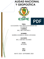 Informe Geografía y Recursos Naturales Del Ecuador Barriga