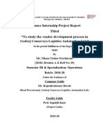 Summer Internship Project Report Titled "To Study The Vendor Development Process in Godrej Consoveyo Logistics Automation LTD."