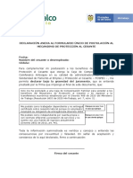 Anexo Al Formulario de Postulación - Declaración Juramentada