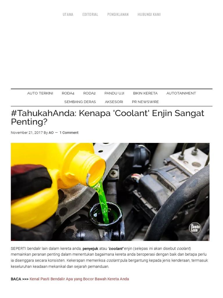 TahukahAnda - Kenapa u0027Coolantu0027 Enjin Sangat Penting  PDF