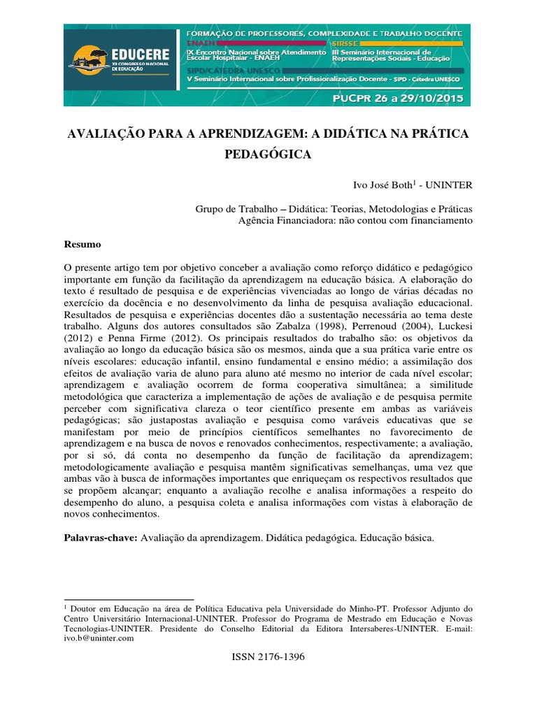 Avaliação e Aprendizagem na Educação Básica | PDF | Pedagogia | Aprendizado