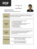 Curriculum Vitae of Nasim Ahmed: Objective