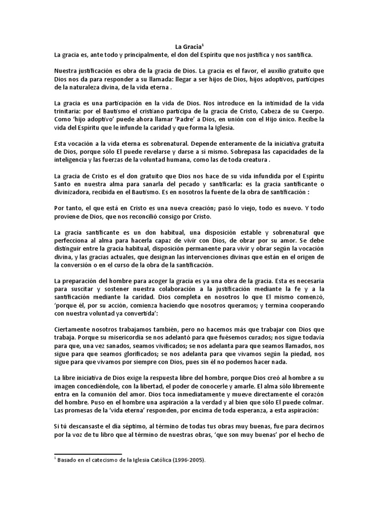 La Gracia: Don y Vida en Dios | PDF | Gracia en el cristianismo ...