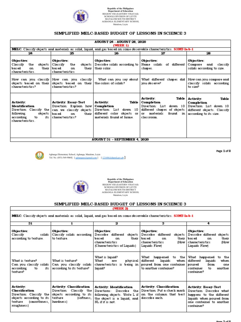 MELC-Based Science Lessons for Grade 3 | PDF | Thermometer | Gases