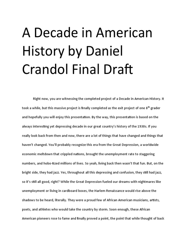 A Decade in American History by Daniel Crandol Rough Draft PDF