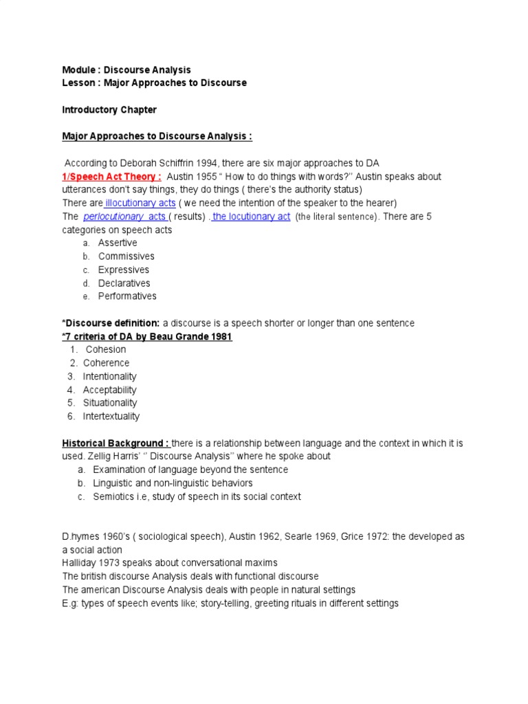 Major Approaches to Discourse Analysis | PDF | Sociolinguistics ...