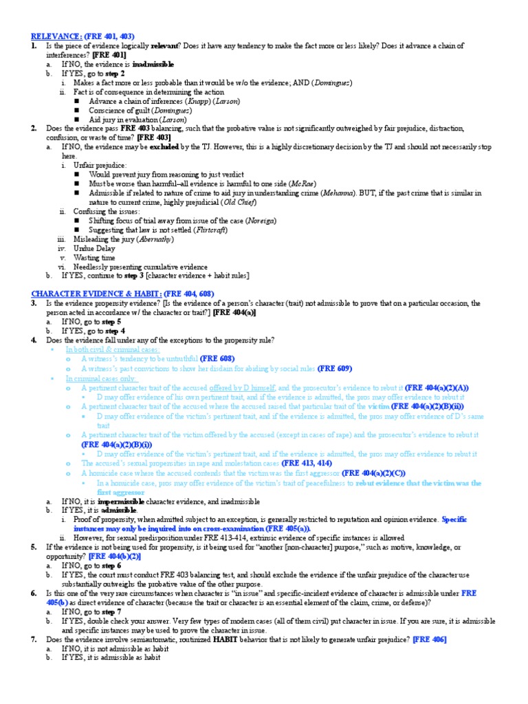 FRE 403 and 404 Evidence Guidelines | PDF | Federal Rules Of Evidence ...