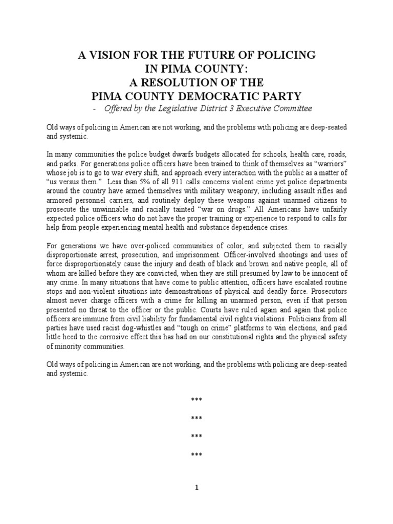 Pima County Policing Reform Plan | PDF | Police Officer | Police