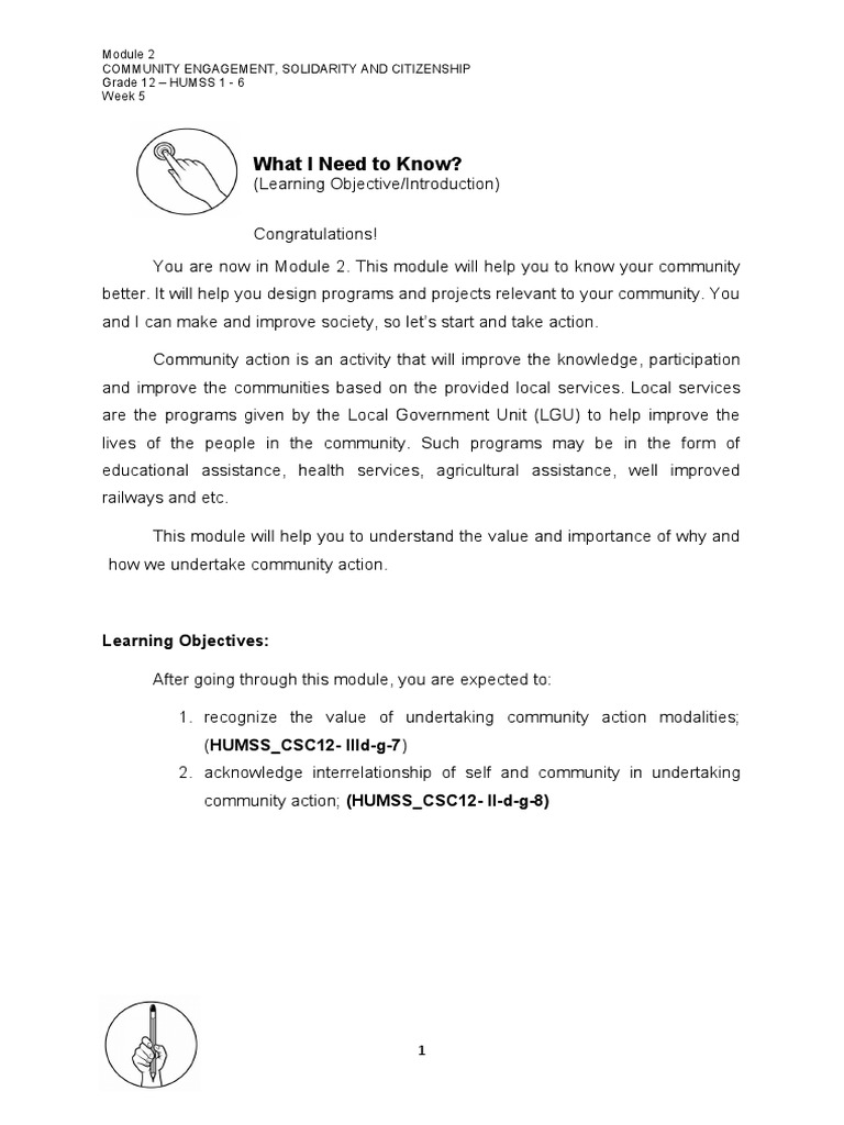 Community Engagement Module 2 Lesson 5 Pdf Community Solidarity
