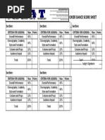 Cheer Dance Score Sheet: Section: Section: Section