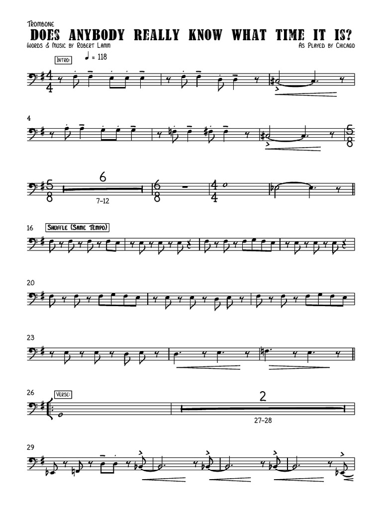 Does Anybody Really Know What Time It Is Trombone PDF PDF