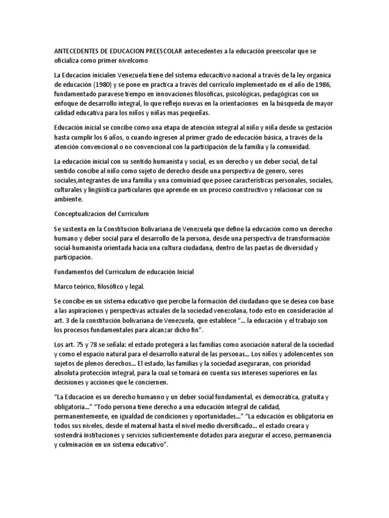 Bases de La Educacion Inicial | PDF | Educación de la primera infancia ...