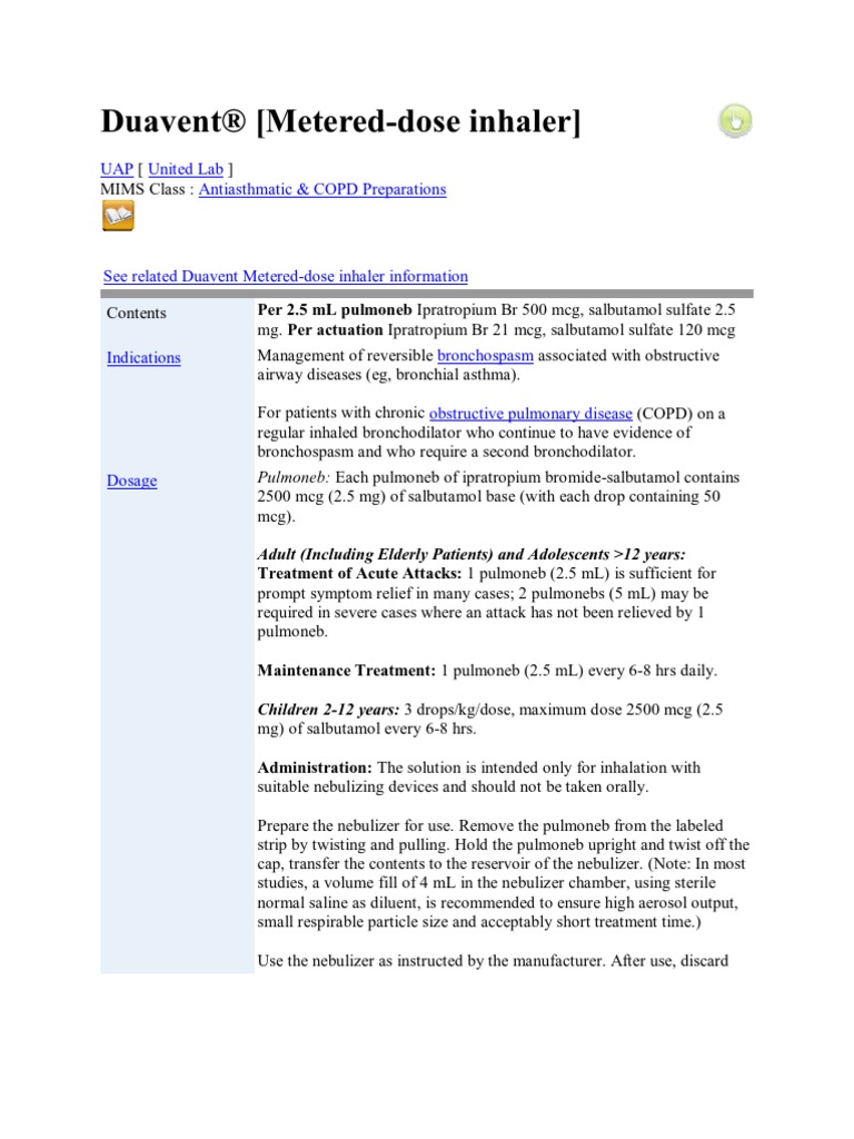 Duavent | PDF | Drugs | Medicine