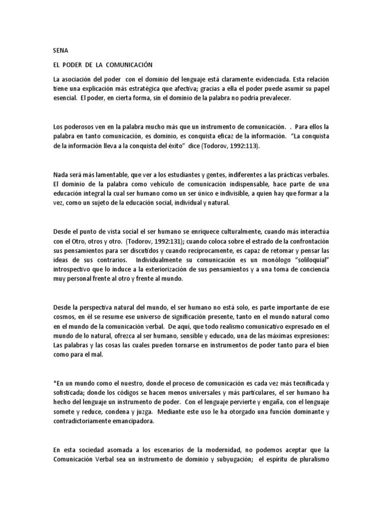 El Poder De La Comunicacion Pdf Comunicación Homo Sapiens