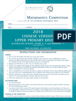 Chinese Version Upper Primary Division: Ustralian Athematics Ompetition