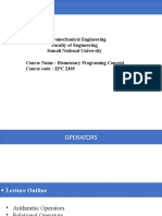 Electromechanical Engineering Faculty of Engineering Somali National University Course Name: Elementary Programing Concept Course Code: EPC 2309