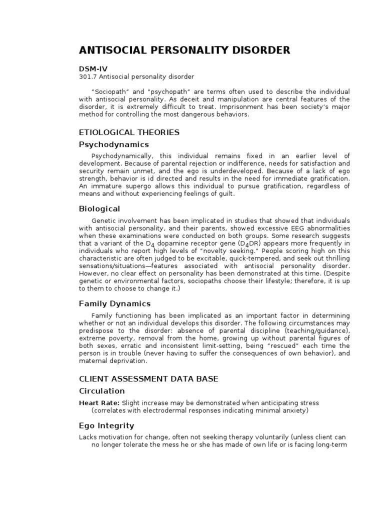 antisocial personality disorder case study pdf