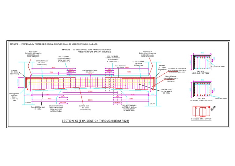 Detailed Longitudinal Section Through RCC Deep Beam | PDF | Mechanical ...