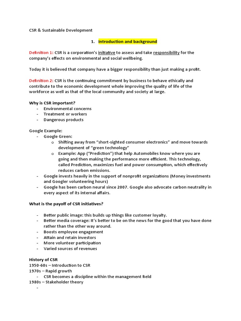 CSR and Sustainable Development Insights | PDF | Corporate Social ...