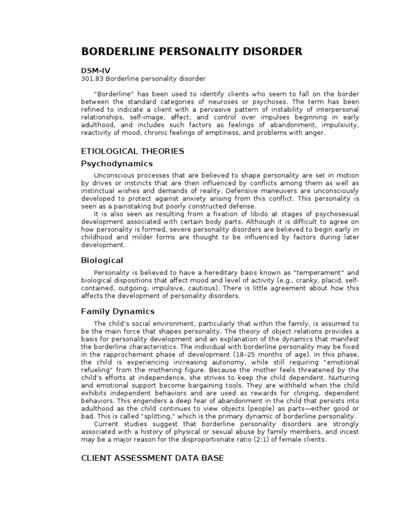 Borderline Personality Disorder | PDF