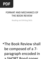 FORMAT AND MECHANICS OF THE BOOK REVIEW