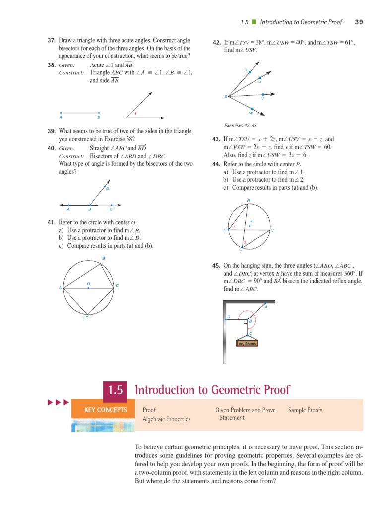 Chapter One - 1.5. Geometry Notes | PDF | Mathematical Proof | Algebra
