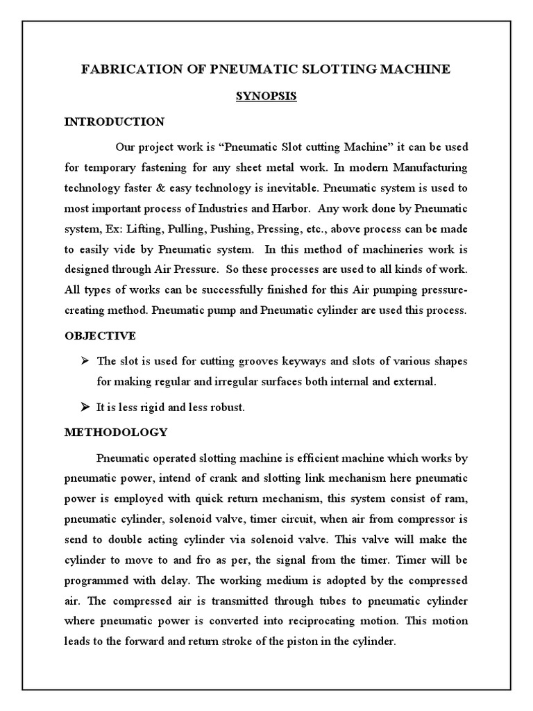 Fabrication of Pneumatic Slotting Machine PDF