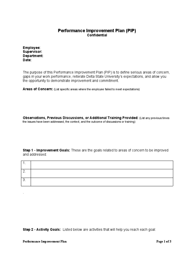 Performance Improvement Plan Template | PDF | Goal | Behavior Modification