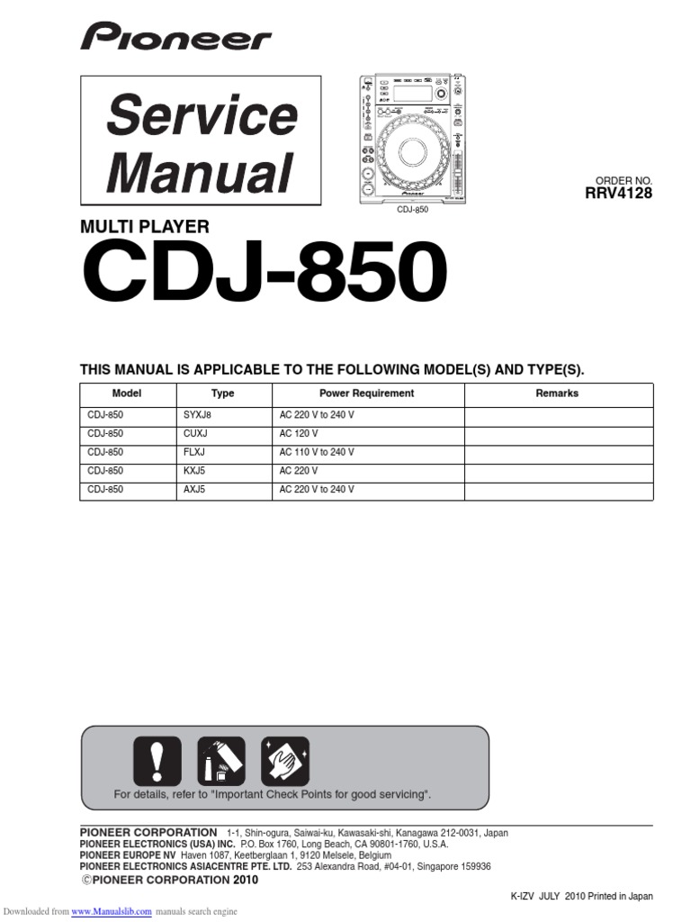 Pioneer cdj850 Service Manual PDF | PDF | Soldering | Electrical