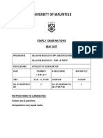 University of Mauritius: Yearly Examinations MAY 2017