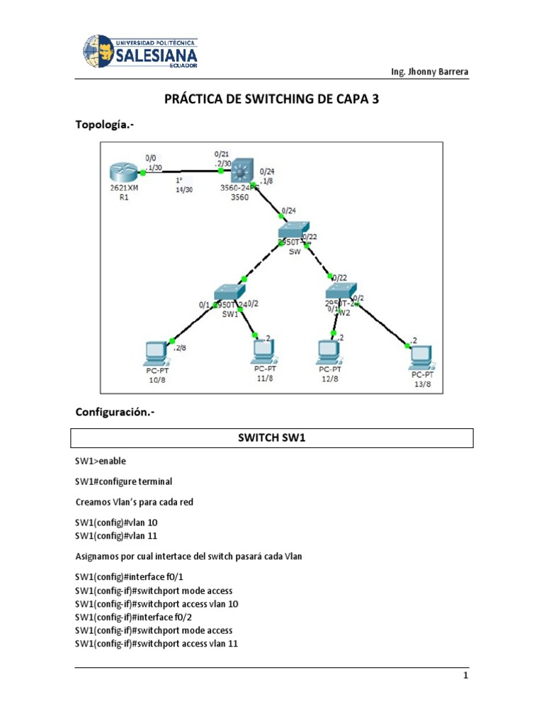 Práctica de Switching de Capa 3 | PDF | Enrutador (Computación ...