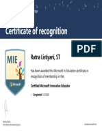Certificate of Recognition: Ratna Listiyani, ST Ratna Listiyani, ST
