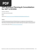 SAP Business Planning & Consolidation For SAP S/4HANA: Warning