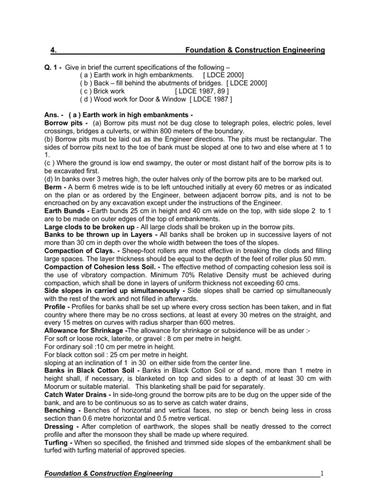 Foundation Engineering Specifications Guide | PDF | Deep Foundation ...