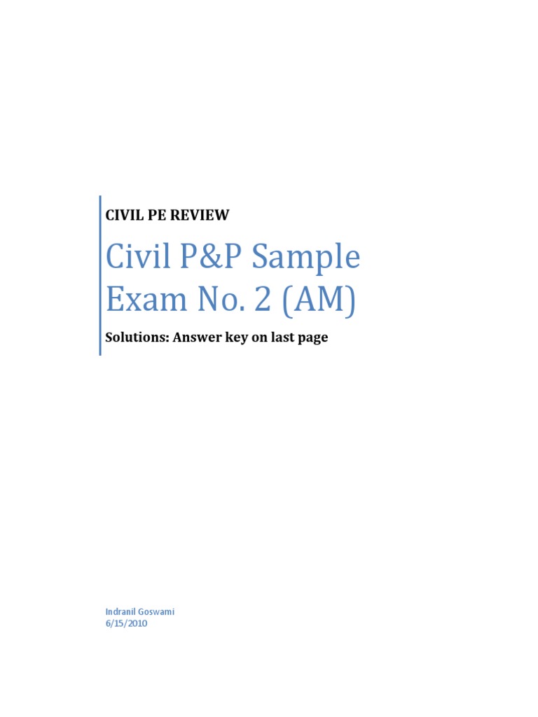 Civil PE AM Exam 2 Solutions PDF | PDF | Bending | Continuum Mechanics