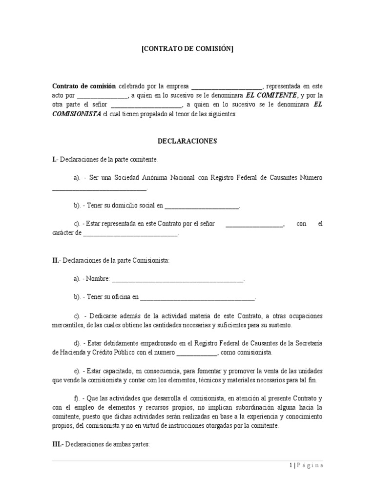 1 - Contrato de Comisión | PDF | Información del gobierno | Instituciones  sociales