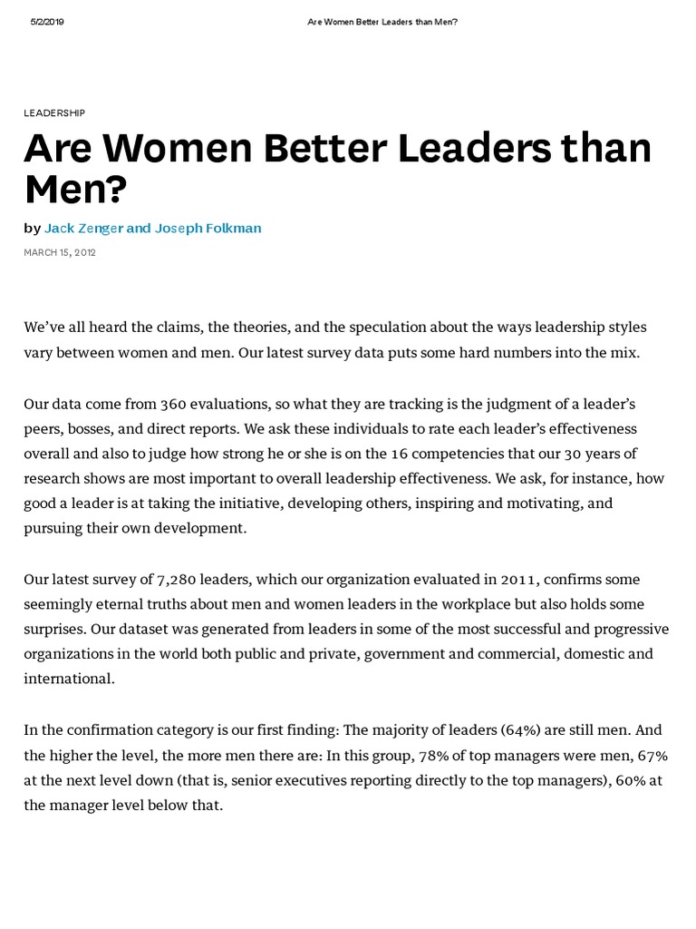 Women Leaders: A Comparative Study | PDF | Organizational Culture ...