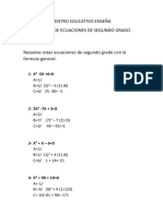Practica de Ecuaciones 2do Grados PDF