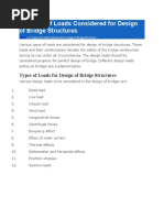 12 Types of Loads Considered For Design of Bridge Structures