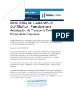 Ministerio de Economía de GUATEMALA - Formulario para Autorización de Transporte Colectivo de Personal de Empresas